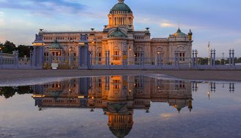 Ananta Samakhom Throne Hall reflection after sunset, Bangkok Thailand